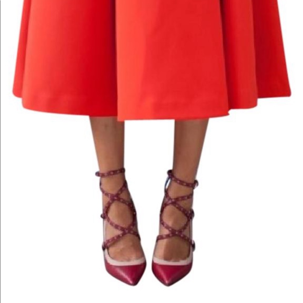 Valentino love latch red nude shoes NWB 7